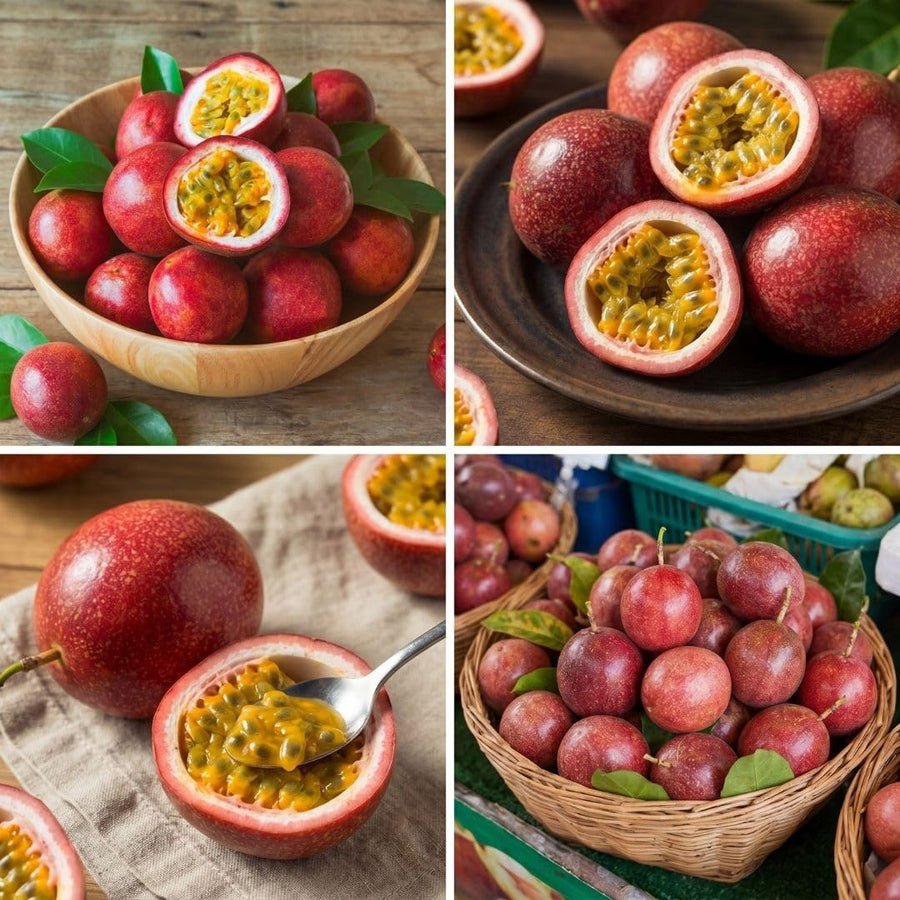 Red Passion Fruit Plant Live 4-7" Height, Tropical Passion Fruit Vine Plants, Well Rooted Plant for Outdoor Planting