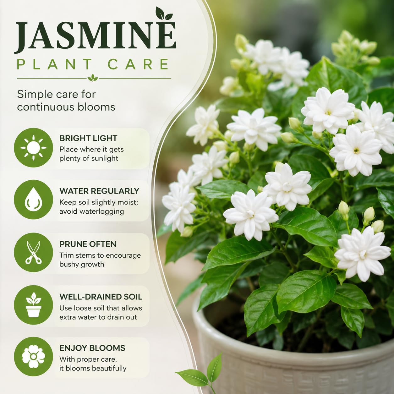 Arabian Jasmine Plant in Half Gallon Pot, Fragrant White Jasmine Climbing Vine, Flowering Jasmines for Outdoor Garden