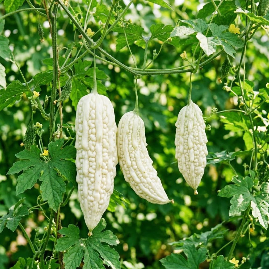 20 Bitter Melon Seeds for Planting, White Bitter Gourd Vegetable Seeds for Home Garden, Vegetable Vine Plants Seed