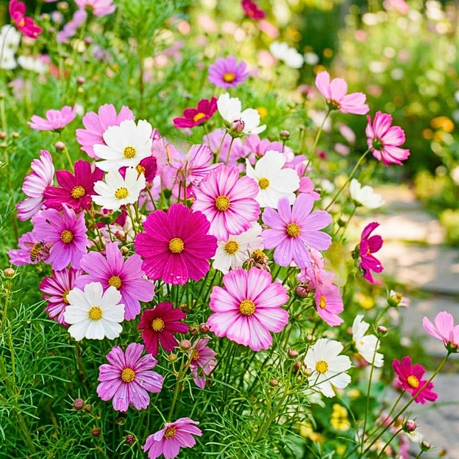 Set 2000 Mix Cosmos Flower Seeds for Planting, Vibrant Multicolor Flowers, Fast Growing, Low Maintenance for Outdoor Gardens