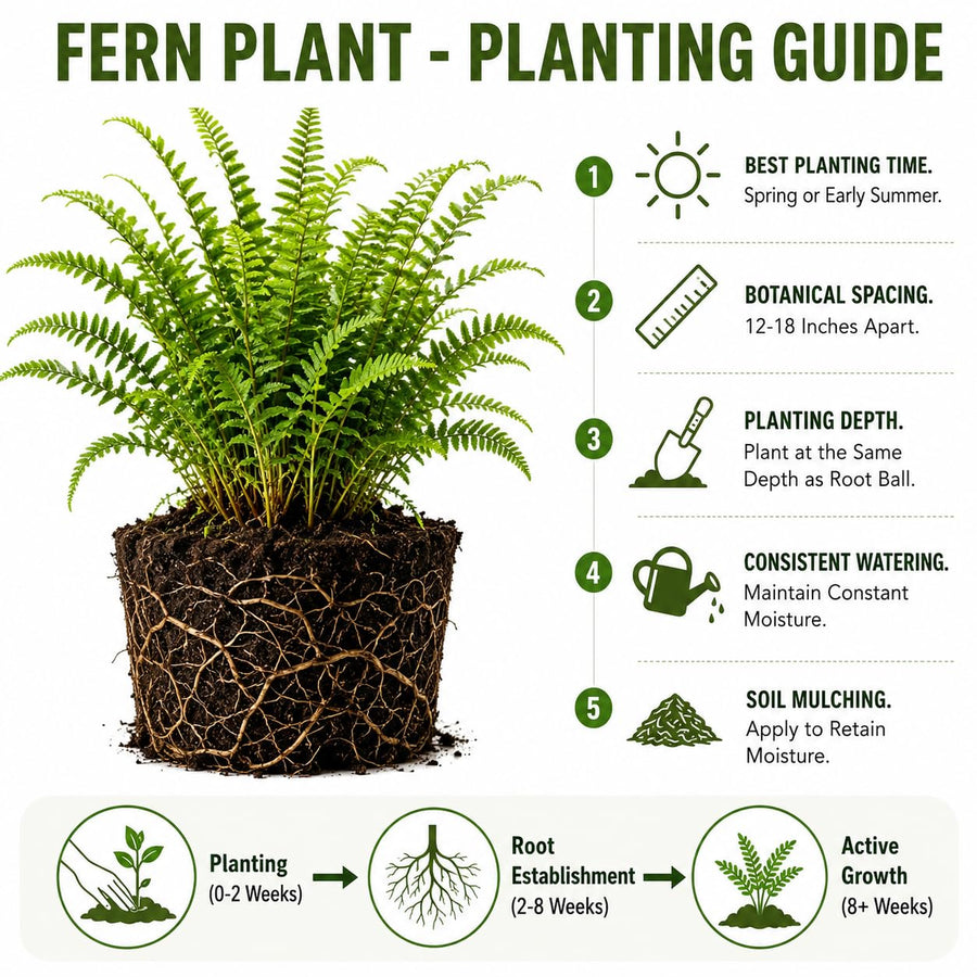 10 Ostrich Fern Live Rhizomes, Shade Perennial Fern Plants for Outdoor Growing, Hardy, Fast Growing