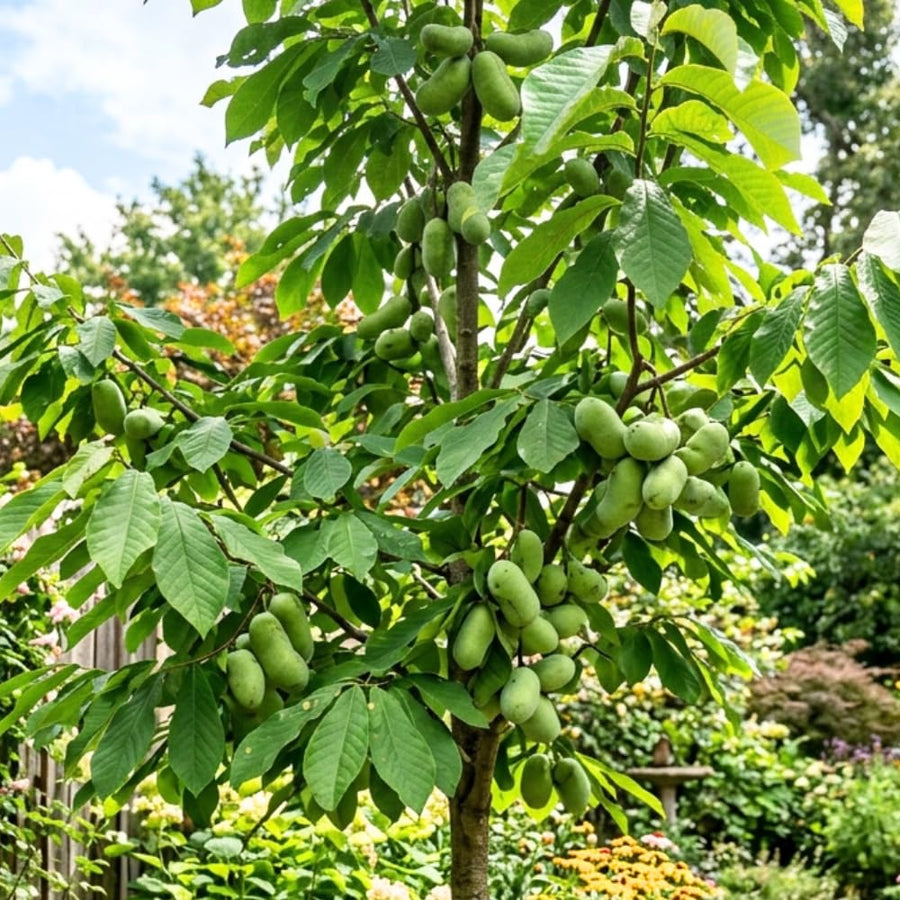Set of 2 Paw Paw Tree, Pawpaw Tree Live Plant, Bare Roots from 4 to 6 Inches Height, Hardy Fruit Plants for Outdoor Gardening