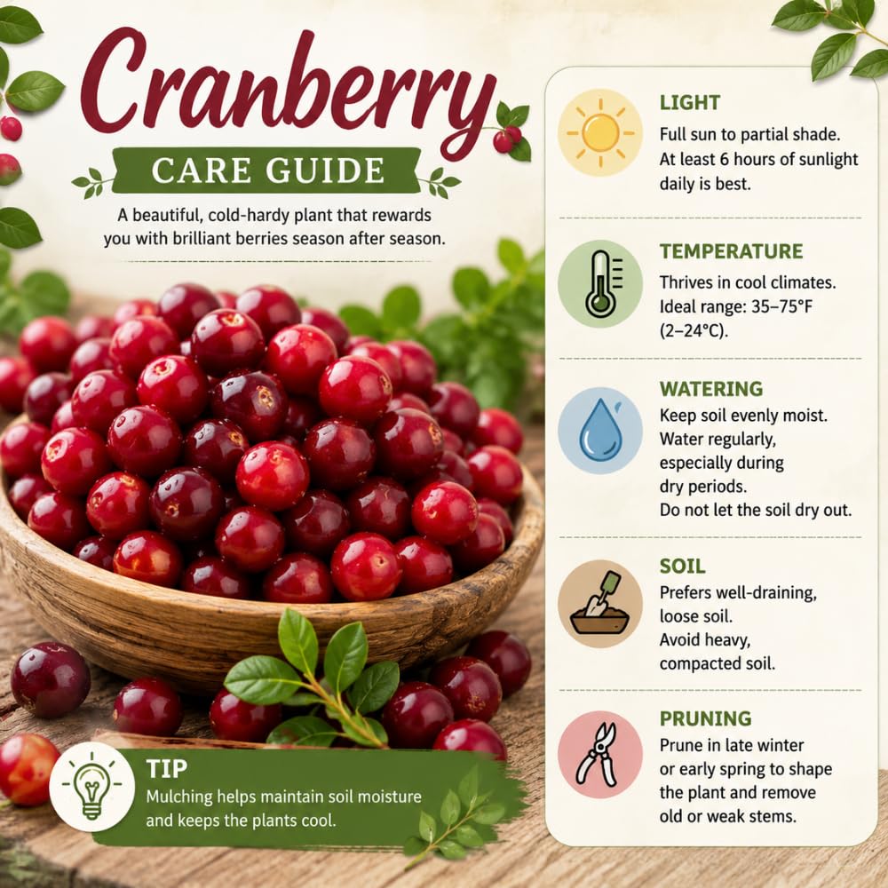 Set 2 Cranberry Plants Live, Cranberry Starer Plants in Pot, 2-5 Inc Tall, Hardy Edible Berry for Ground Cover, Container and Outdoor Garden