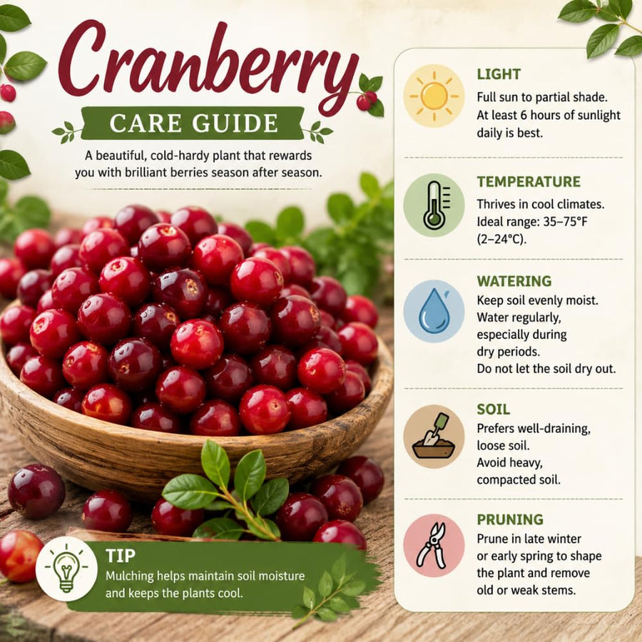 Set 2 Cranberry Plants Live, Cranberry Starer Plants in Pot, 2-5 Inc Tall, Hardy Edible Berry for Ground Cover, Container and Outdoor Garden