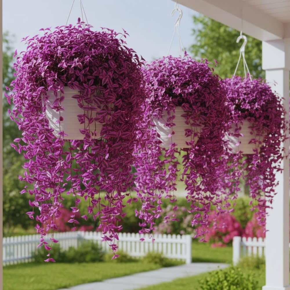 Set 2 Pink Wandering Jew Plants Live, Tradescantia Wandering Jew Live Plant, Trailing Vine Hanging Basket Plants from 5 Inc Long