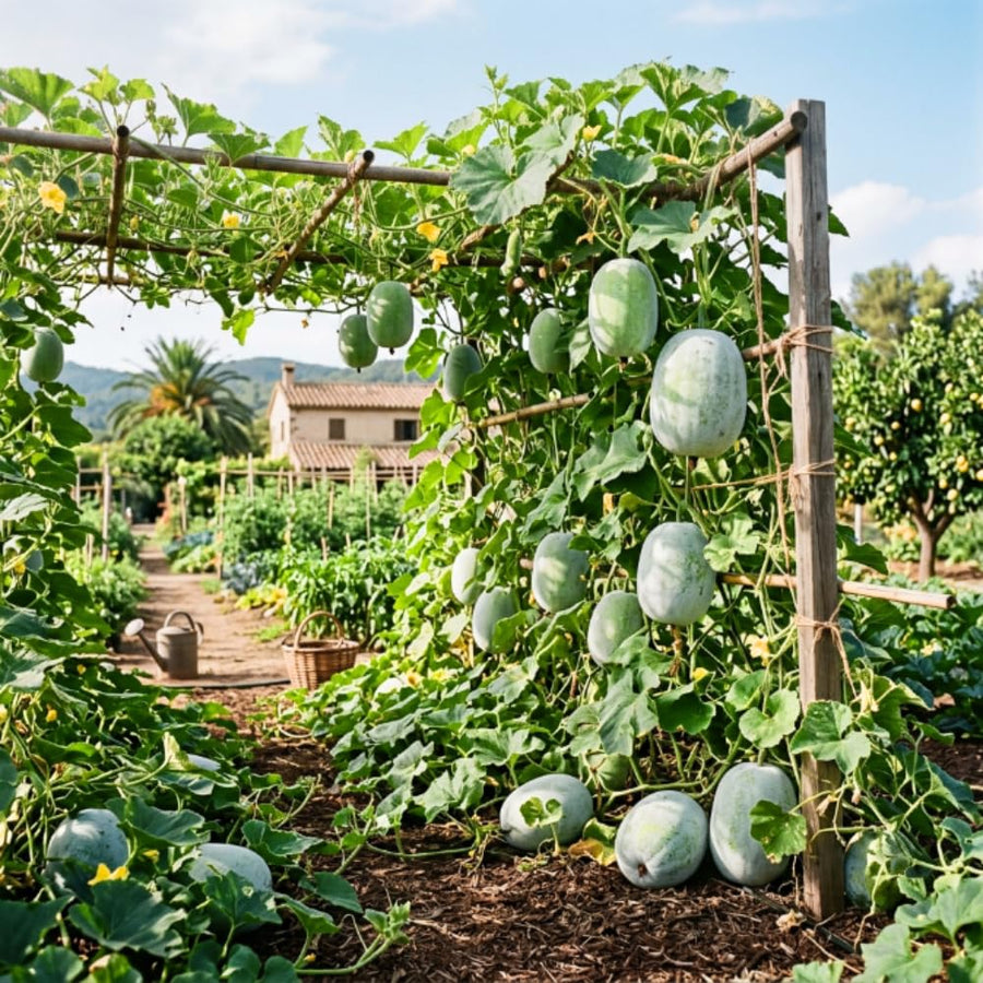 Round Ash Gourd Plant, Winter Melon Plants for Planting, 4 Inc Pot, 4-5 Inches Tall, Vegetable Plant Live for Home Garden, Ready to Grow