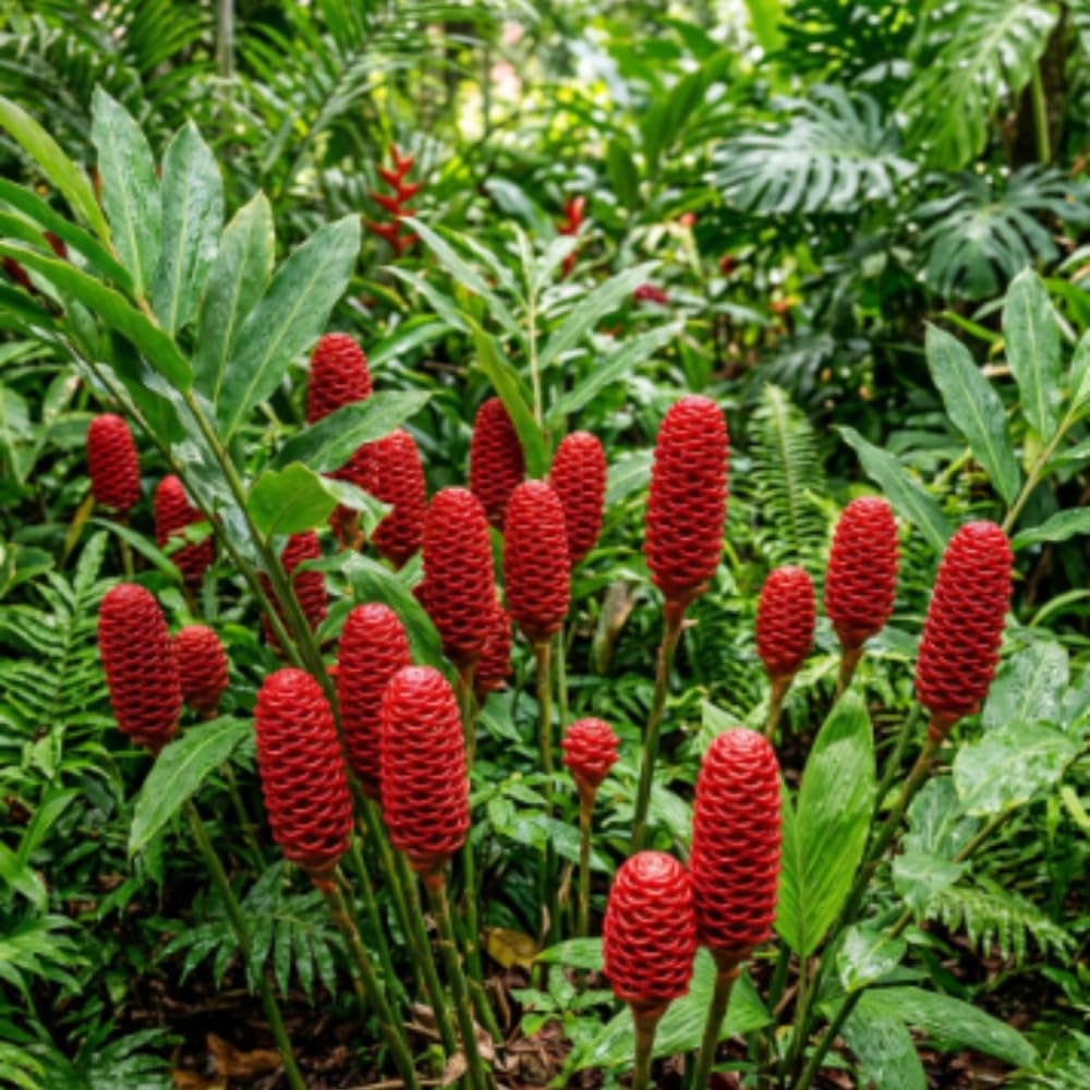 2 Awapuhi Shampoo Ginger Live Plants, Zingiber Zerumbet Pinecone Ginger Lily, Shampoo Ginger Plants Live for Outdoor Planting, 3–5 Inches Tall, Tropical Garden Plant, No Pot