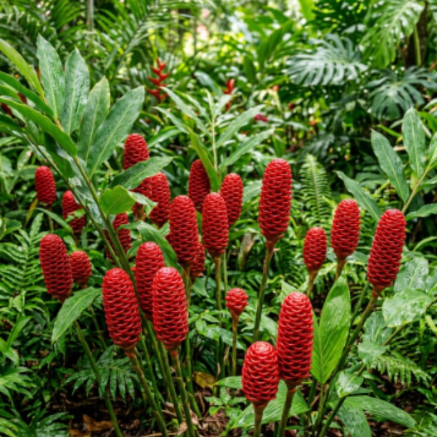 2 Awapuhi Shampoo Ginger Live Plants, Zingiber Zerumbet Pinecone Ginger Lily, Shampoo Ginger Plants Live for Outdoor Planting, 3–5 Inches Tall, Tropical Garden Plant, No Pot