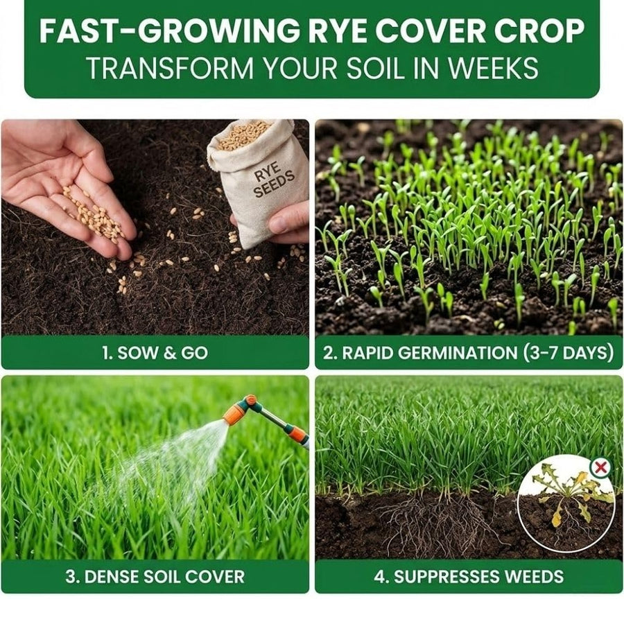 3 Pound Rye Cover Crop Seeds, Winter Rye Seeds for Garden Ground Cover and Seasonal Growing