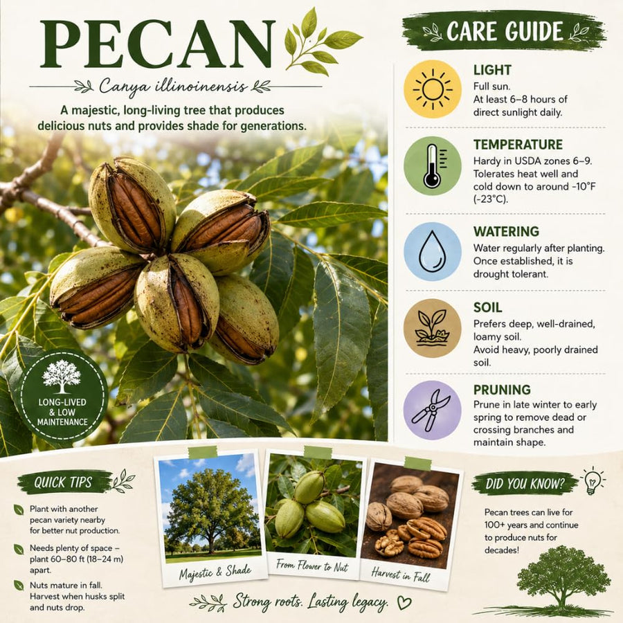 Set 2 Pecan Tree Live Plant for Planting, Edible Nut Tree, 10-12 Inches Tall, Dormant, Bare Roots, Pecan Tree Seedling for Outdoor Garden