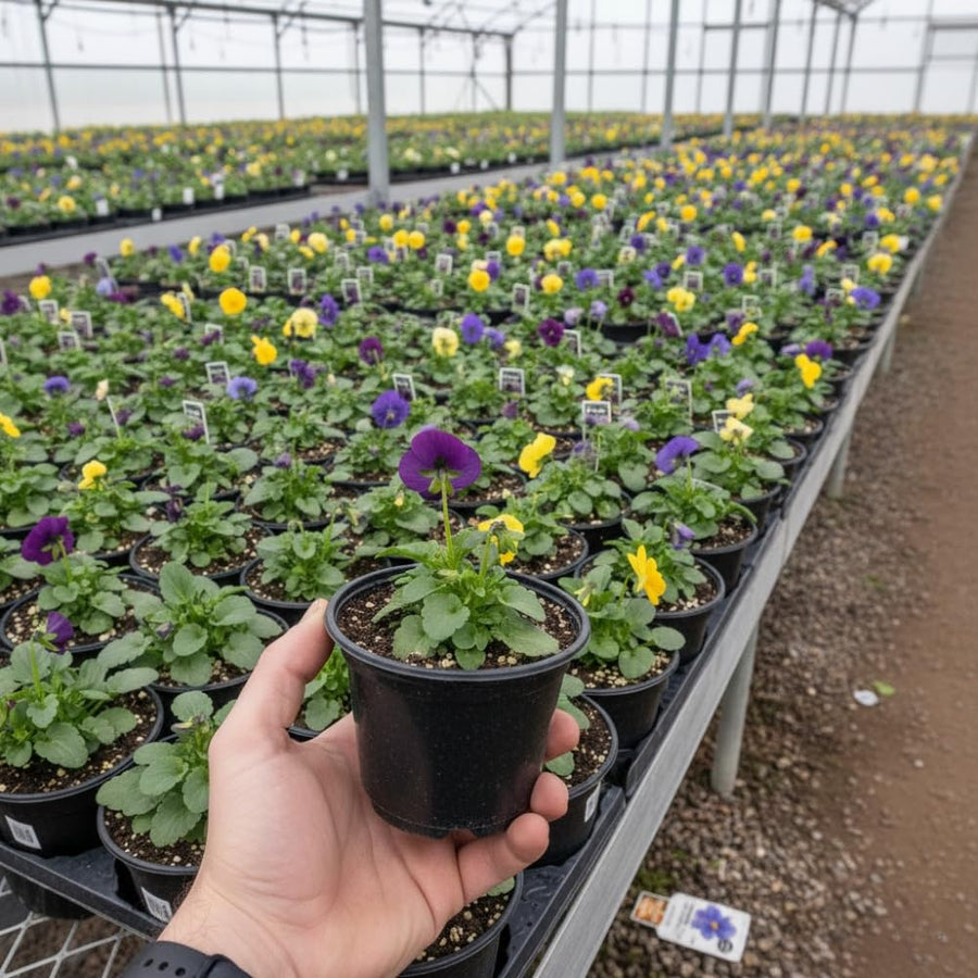 Set 2 Pansy Plants Live, Live Pansies Plant, Assorted Flowers, 4-7 Inc Tall, Solid Bloom Pansy, Colorful Pansies Seedling for Ground Cover, Hanging Basket and Container