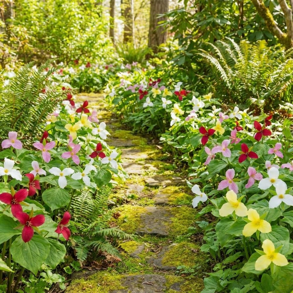 10 Mix Trillium Bulbs, Large Trillium Bulbs for Planting, Flower Bulb Shade Gardening Outdoor