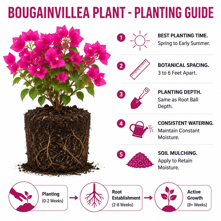 Bougainvillea Live Plant, Bougainvillea Flowering Vine Well Rooted 4-8 Inch Tall - Purple Variegated