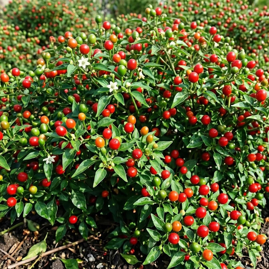 2PPP Live Chiltepin Pepper Plants, 5 to 9" Tall in 4" Pots, Red Hot Chili Pepper Plant, Tepin Pepper, Well-Rooted Plants for Summer Planting