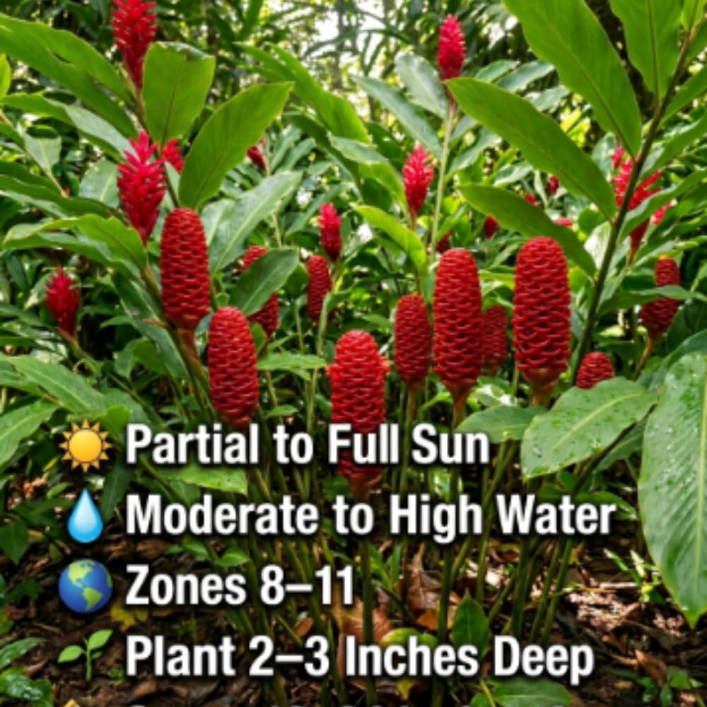 2 Awapuhi Shampoo Ginger Live Plants, Zingiber Zerumbet Pinecone Ginger Lily, Shampoo Ginger Plants Live for Outdoor Planting, 3–5 Inches Tall, Tropical Garden Plant, No Pot