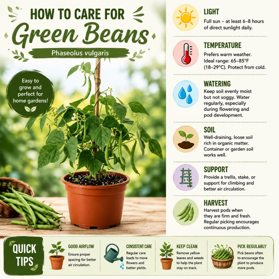 Live Green Beans Plant for Planting, 4 to 6 Inches Tall, Green Bean Vegetable Plant, Ready to Grow Vegetable Plant for Raised Beds and Containers