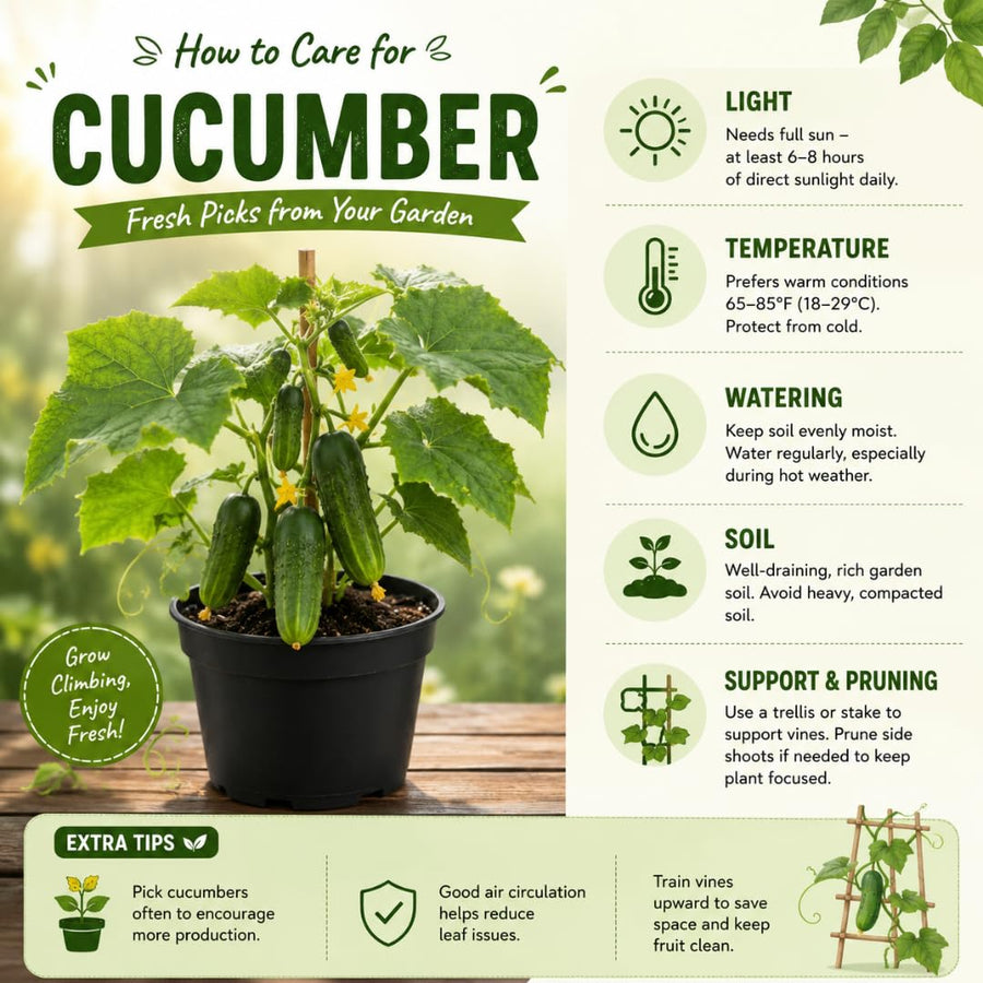 Live Cucumber Vegetable Plant, Green Cucumber Plant Live, 6-8 Inches Tall in 4 Inch Pot, Well-Rooted Vegetable Starter for Outdoor Growing