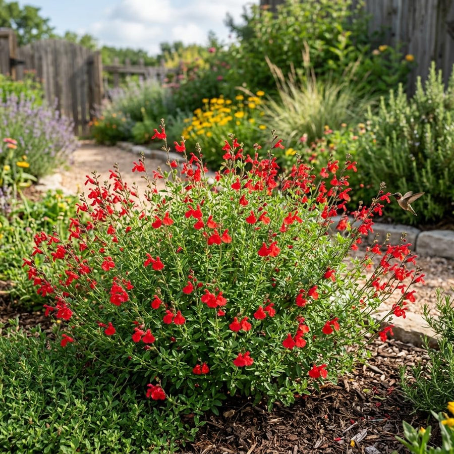Red Salvia Live Plant in 4 Inch Pot, Bright Red Blooming Salvia Perennial Flower for Outdoor Garden and Containers