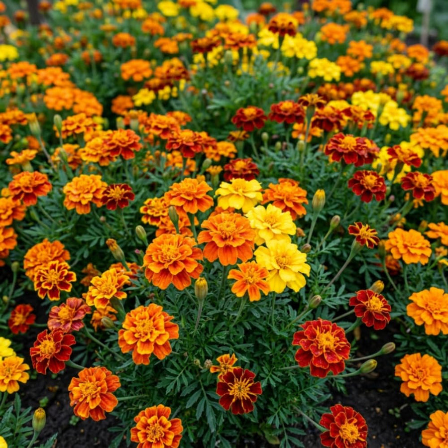 Set 2 French Marigolds Live Plants, Dwaft French Marigold Plants Live, 5-7 Inc Tall, Vibrant Flowering Plant for Indoor Outdoor Garden