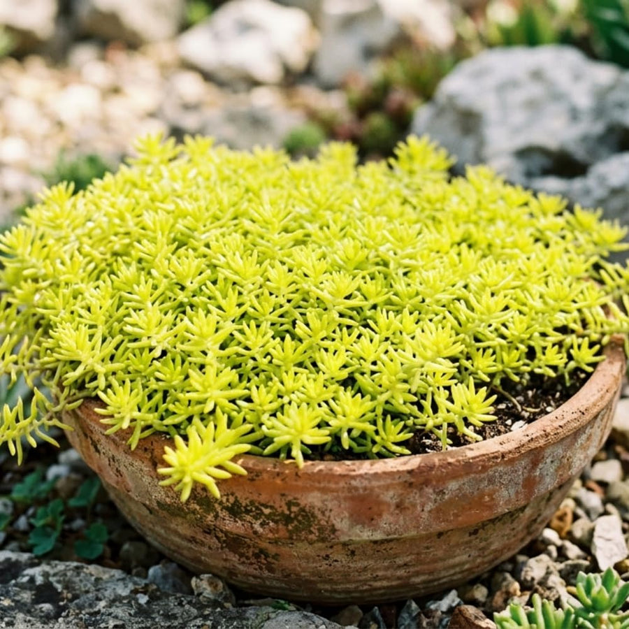 Sedum Live Plant in 6 Inches Pot, Sedum Succulents Plants Live, Vibrant Foliage, Indoor Outdoor Houseplant