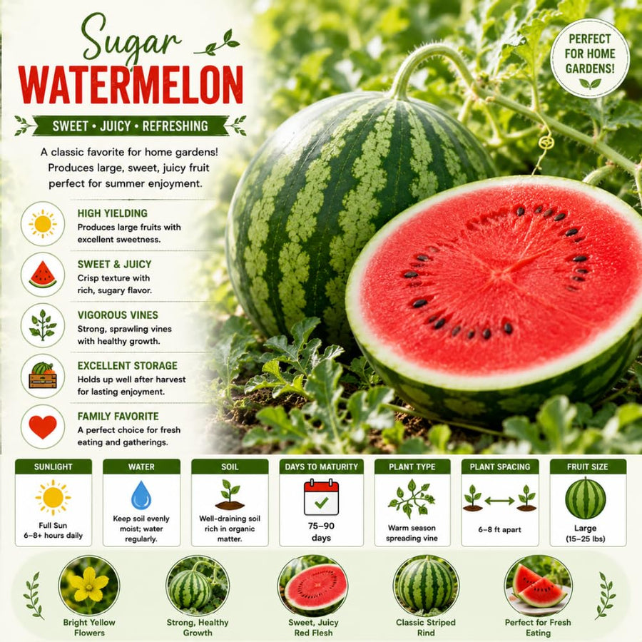 Sugar Watermelon Plant Live, Watermelon Vine Plant, 4 Inches Tall in 3.5 Inch Pot, Sweet Fruit, Fast Growing for Garden Growing