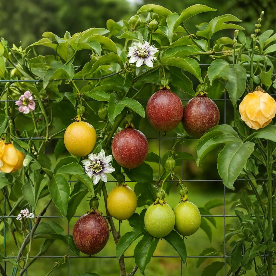 Passionfruit Live Plant 10-12″ Tall, Passion Fruit Vine, Fast Growing Tropical Vine, Outdoor or Container Growing (Purple)