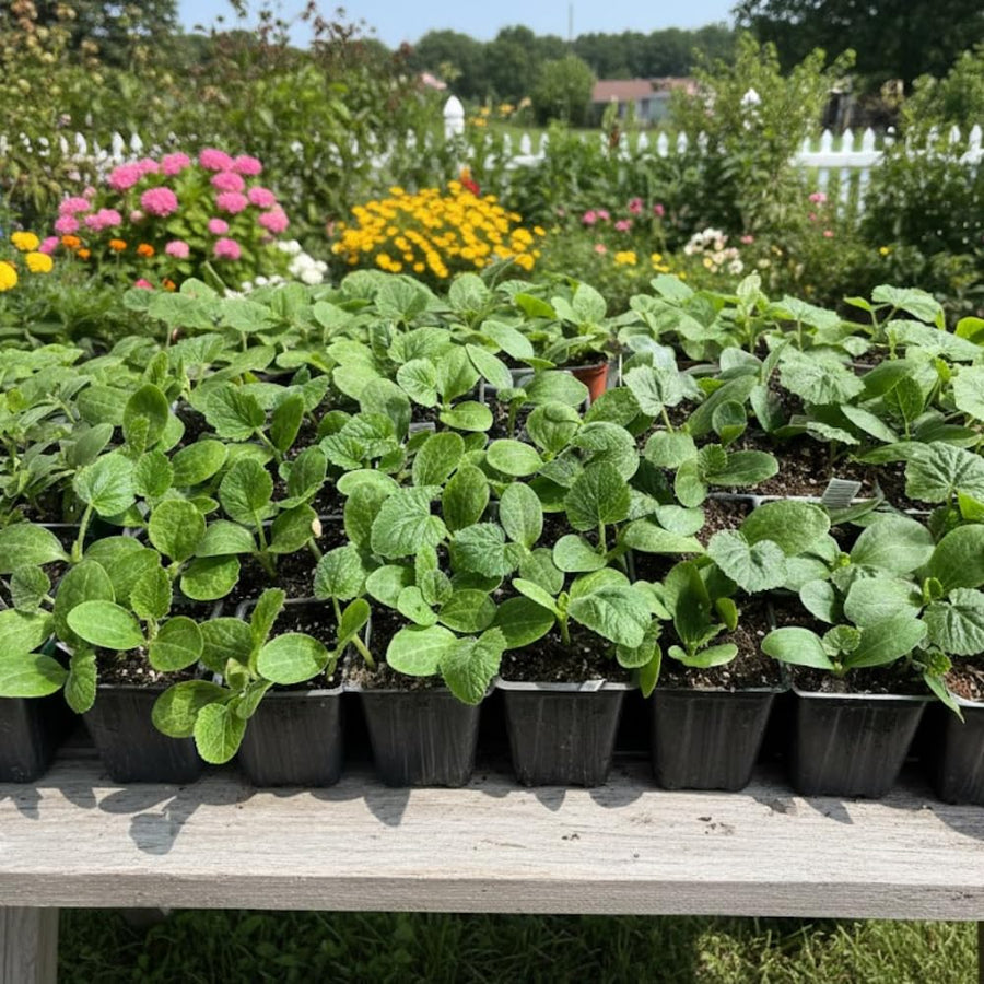 2 Green Squash Zucchini Plants in 4'' Pot, Live Squash Plants, 3-5'' Tall, Squash Zucchini Plants, 2 Plants Per Pot