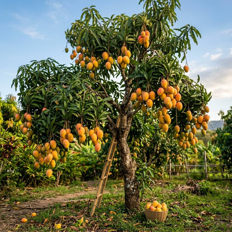 Live Mango Tree 22-26'' Tall in 1 Gallon Pot, Tropical Sweet Fruit Tree, 2 Ft Young Plant, Ready to Grow Outdoor