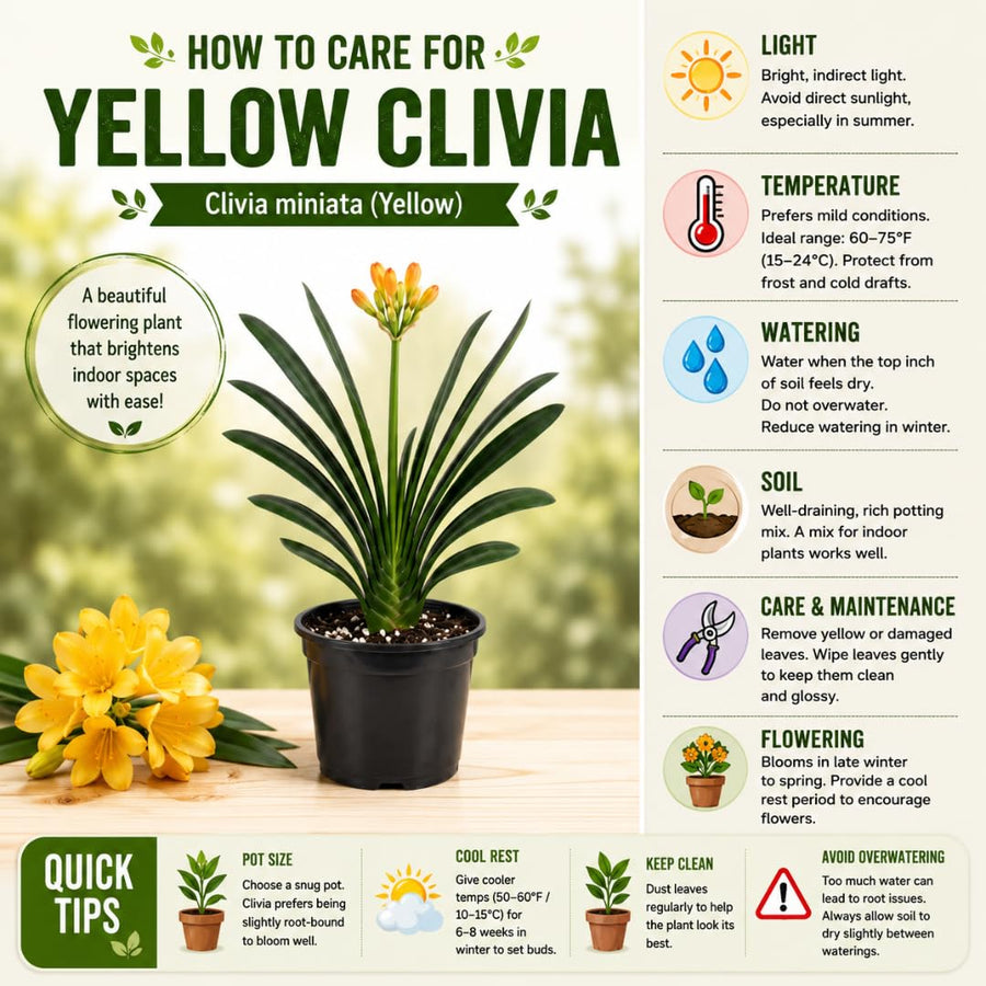 Yellow Clivia Plant Live, Clivia Flowering Houseplant in 6 Inch Pot, Perennial Flowering Plant for Containers, Patios, and Indoors