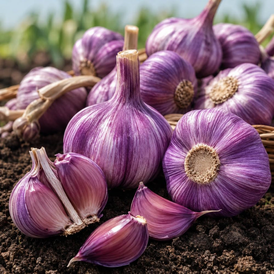 3 Large Purple Garlic Bulbs for Planting, Garlic for Planting, High-Yield Hardy Garlic for Garden