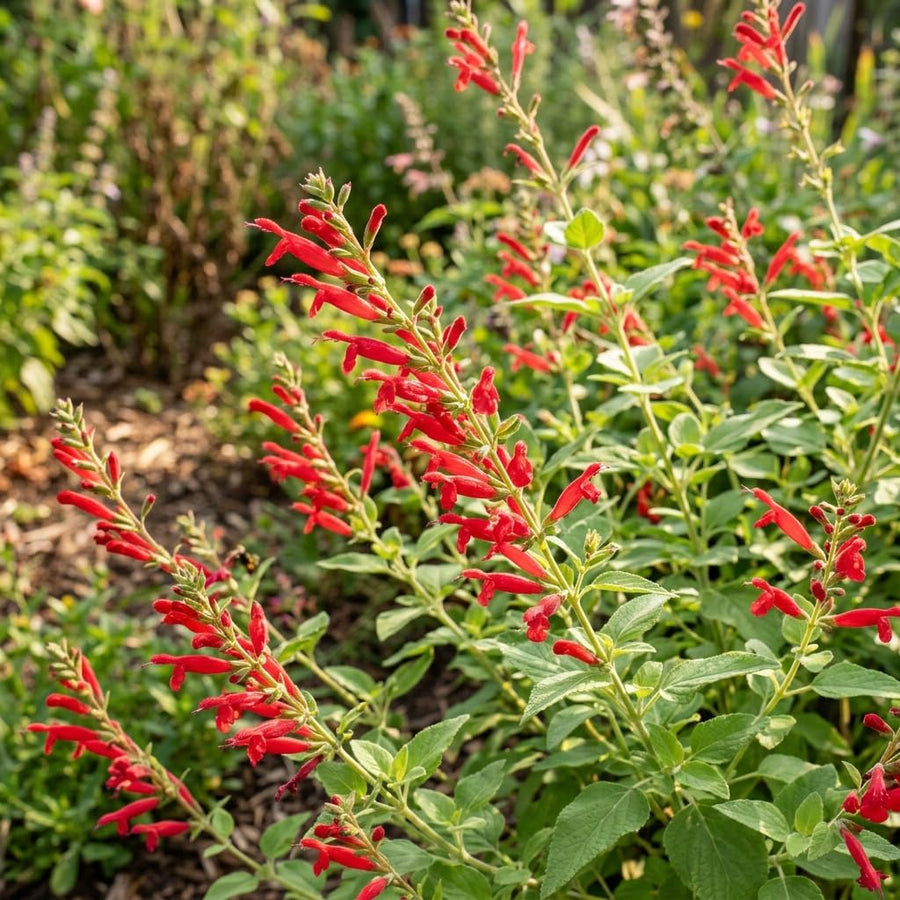 Pineapple Sage Salvia Live Plant in 4 Inch Pot, Bright Red Blooming Salvia Perennial Flower for Outdoor Garden and Containers