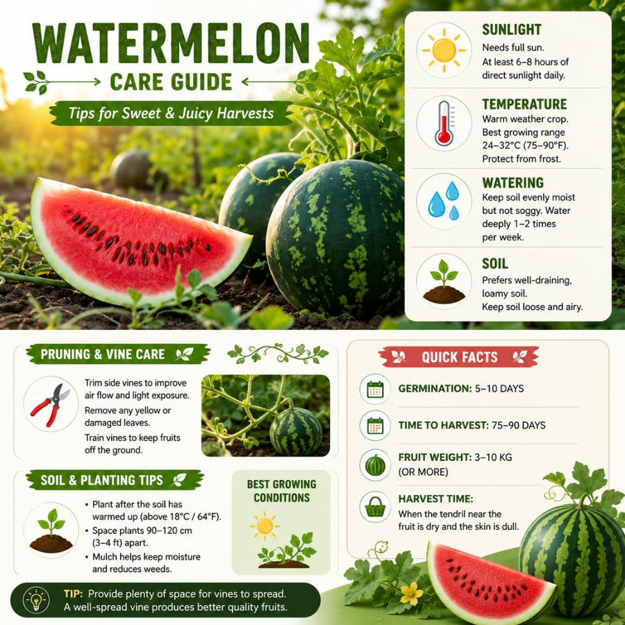 2 Sweet Watermelon Plants for Planting, Watermelon Vine, Sweet Fruit Trees, 2PPP, 3-6 Inc Tall