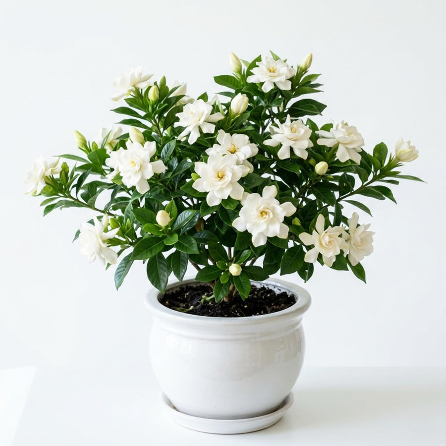White Gardenia Plant Live, Flowering Jasmine Plant, 7-9 Inches Tall, White Flowering Gardenia Bush for Indoor Outdoor Garden