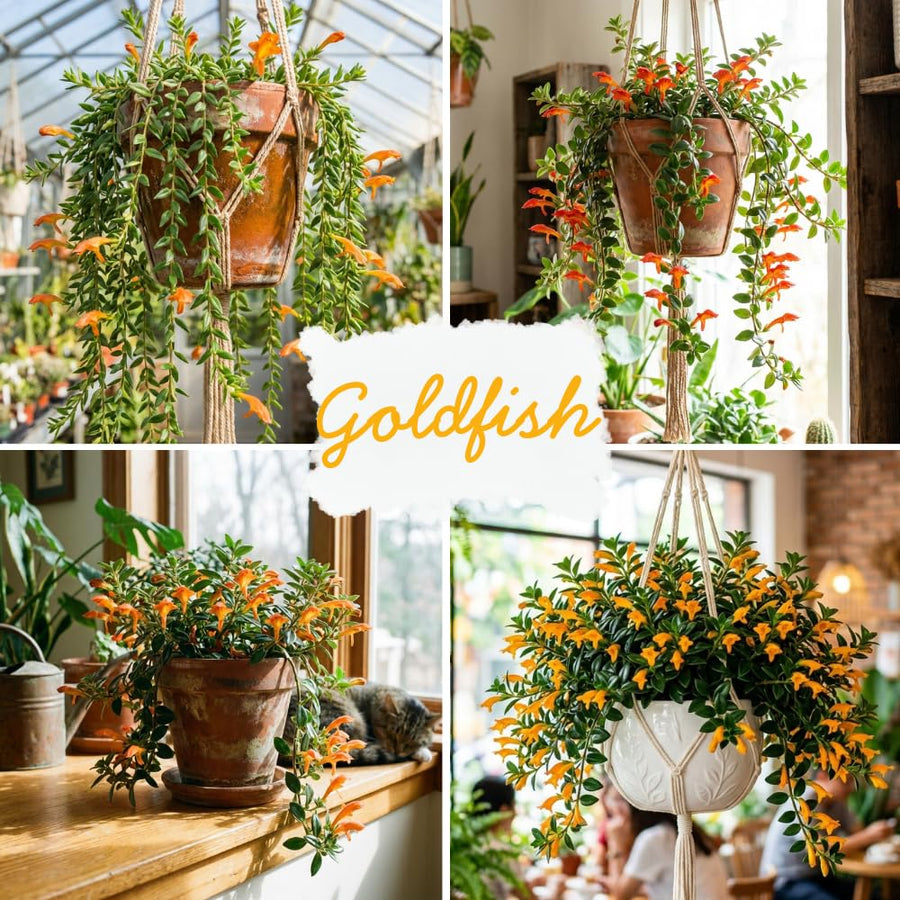 Goldfish Plants Live Houseplants, 4-7 Inches Tall in 4 Inch Pot, Trailing Goldfish Plant Live, Bright Orange Flowers Indoor Plant for Home Decor