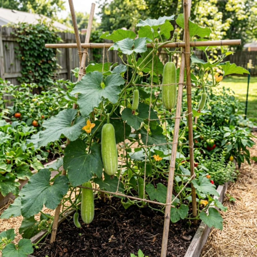 Winter Melon Live Plant, Winter Melon Vine, 4-6" Tall in 4 Inch Pot, Fast Growing, Large Green Fruit