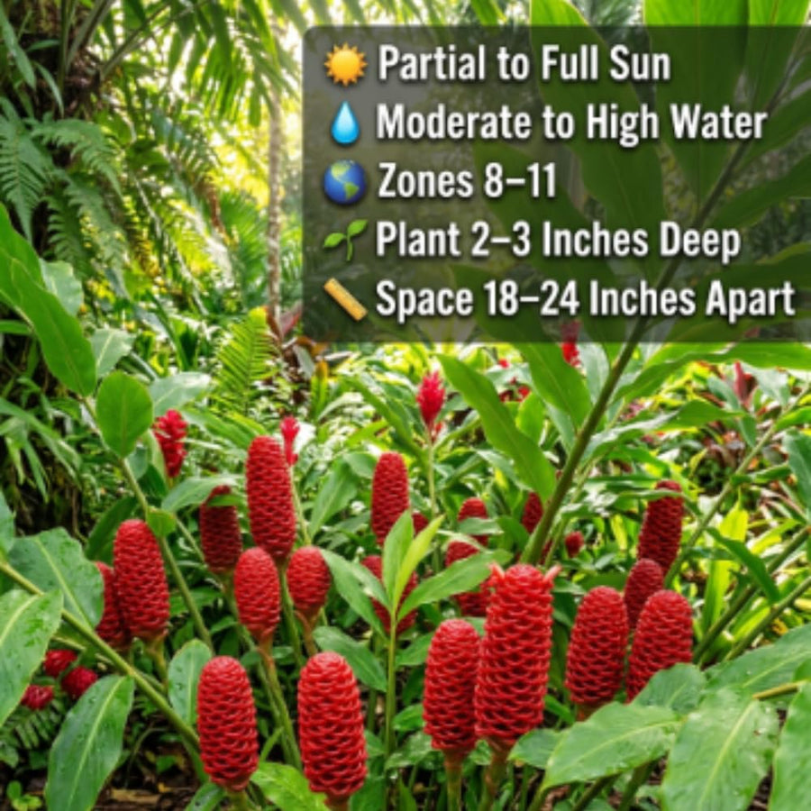 Awapuhi Shampoo Ginger Live Plants, Zingiber Zerumbet Pinecone Ginger Lily, Shampoo Ginger Plants Live for Outdoor Planting, 3–5 Inches Tall, Tropical Garden Plant, No Pot
