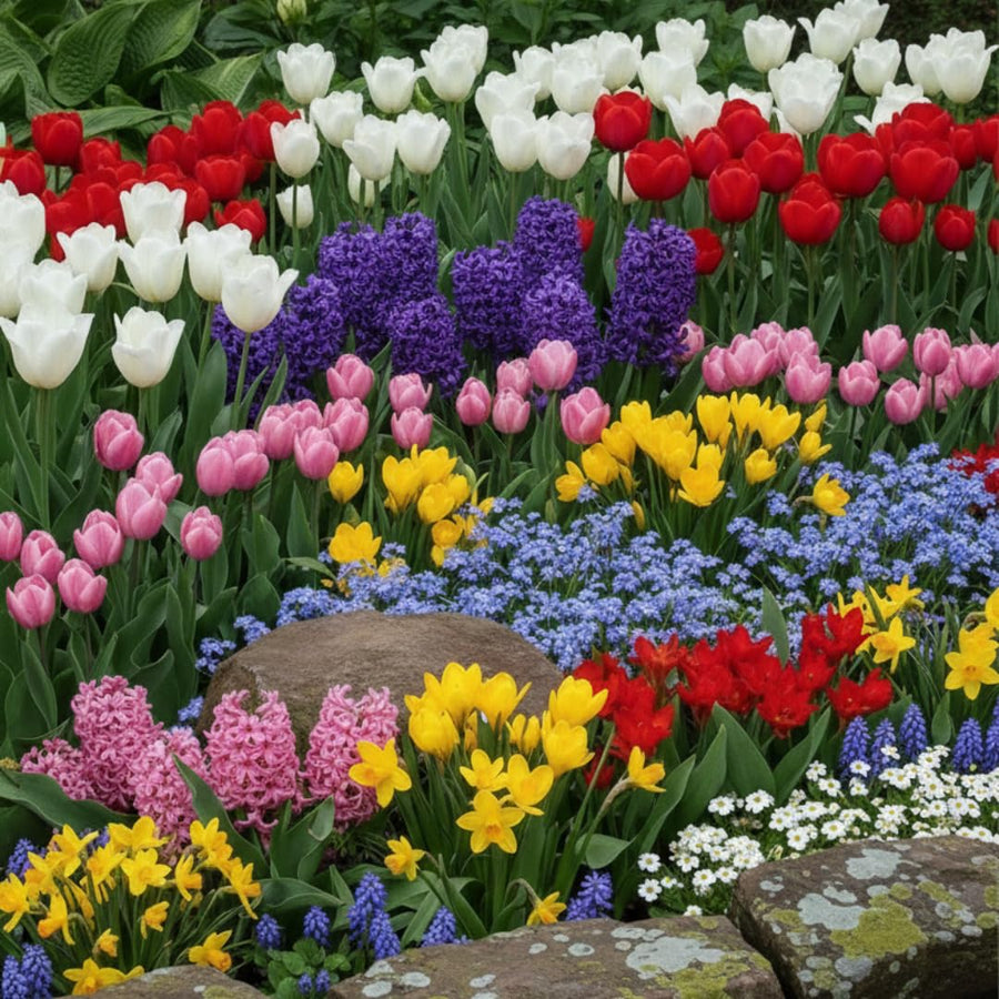 50 Top Size Early Blooming Flower Bulbs for Spring Planting, Garden, Colorful Spring Blooms, Mixed Ground Cover Flowerbeds, Borders Bulb