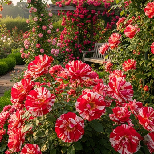 Red White Climbing Rose Live Plant, Fragrant Rose Bush Ready to Plants, Zone 5 to 9, Size 5 to 7 Inches and Bare Root