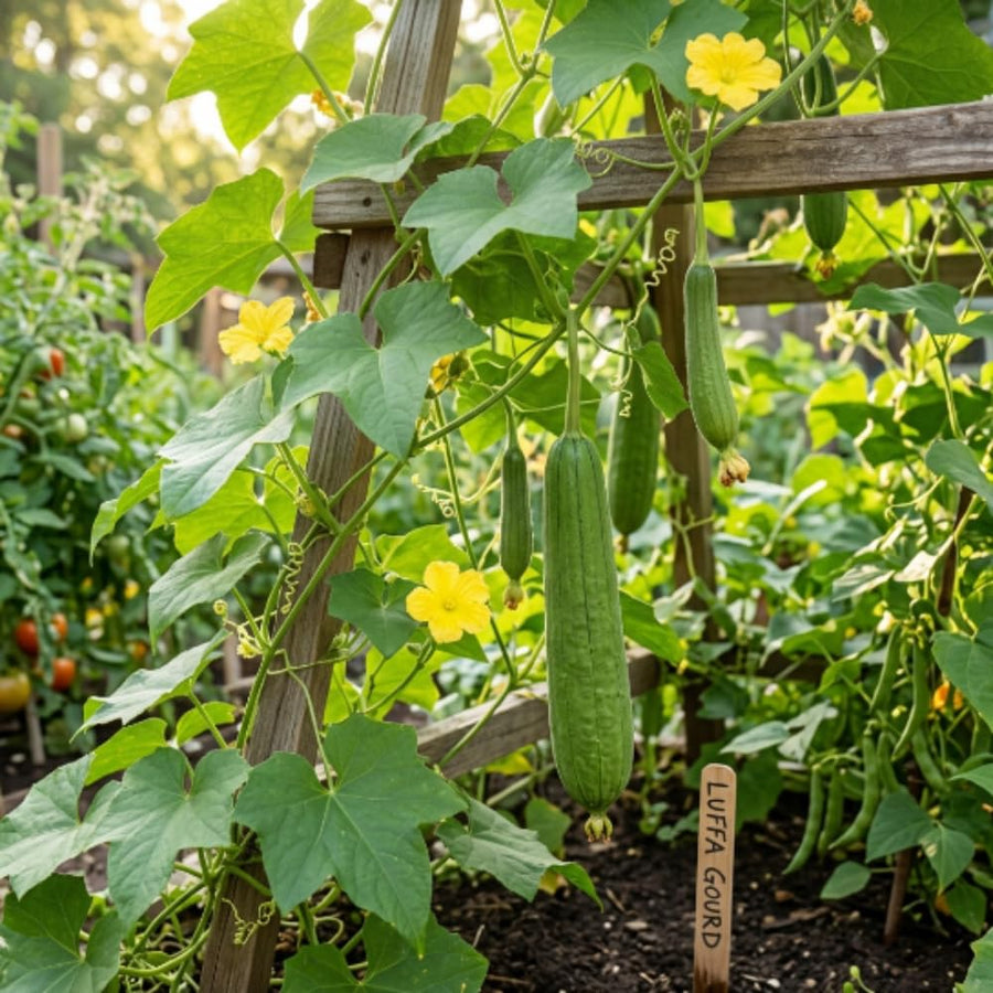 Luffa Plant Live, Luffa Gourd Vine, Loofah Vegetable Plant 4-8 Inches Tall, Well Rooted for Outdoor Gardening