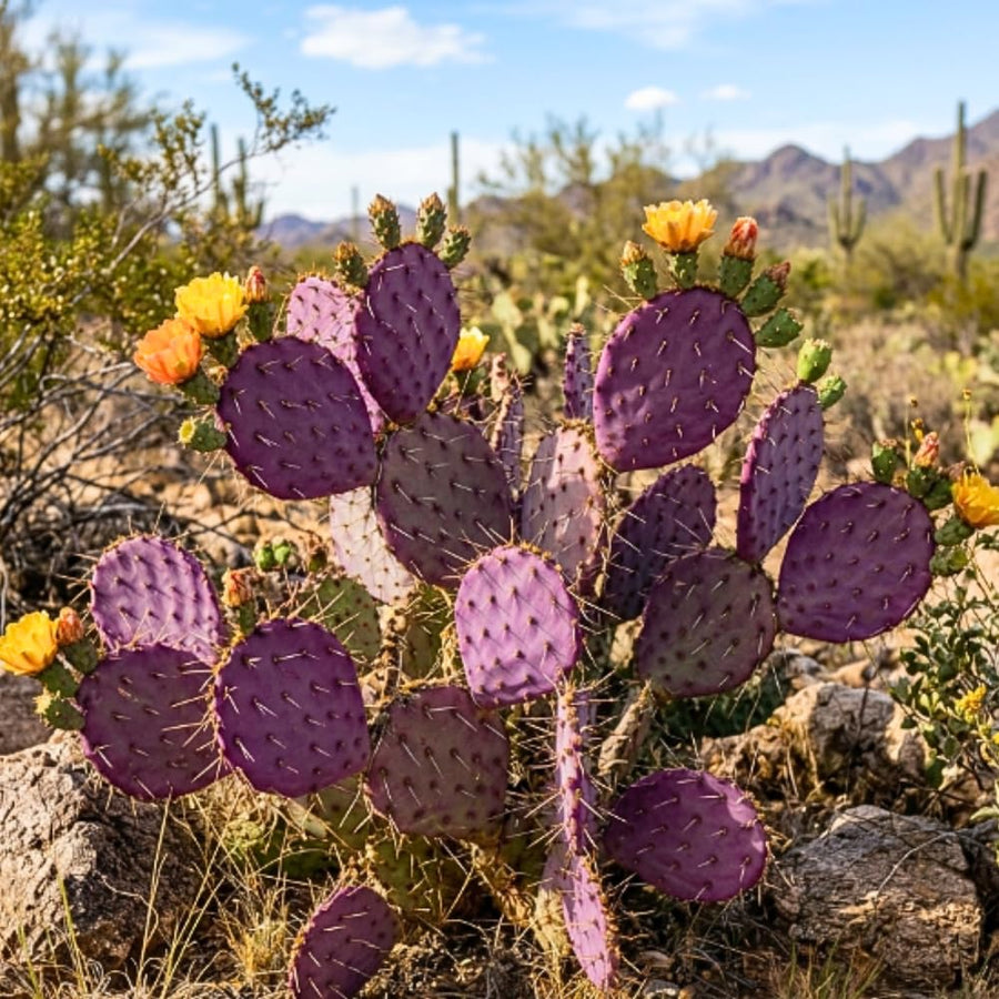 50 Purple Prickly Pear Seeds, Prickly Pear Cactus Seeds, Drought Tolerant Plant for Outdoor Growing