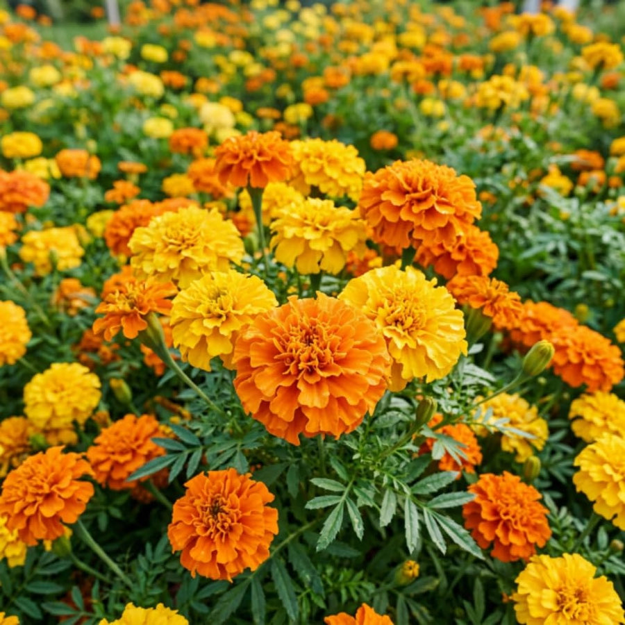 Set 2 African Marigolds Live Plants, Mix Marigold Plants Live, 5-7 Inc Tall, Colorful Blooms, Marigolds Plant for Patio and Outdoor Garden