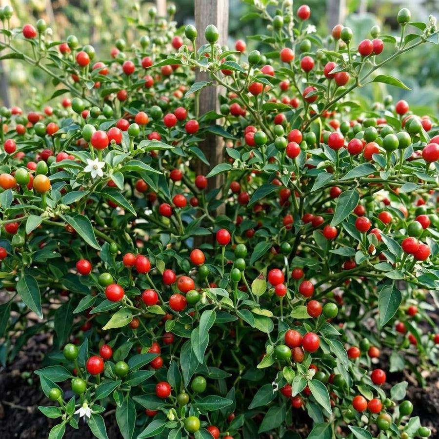 2PPP Live Chiltepin Pepper Plants, 5 to 9" Tall in 4" Pots, Red Hot Chili Pepper Plant, Tepin Pepper, Well-Rooted Plants for Summer Planting
