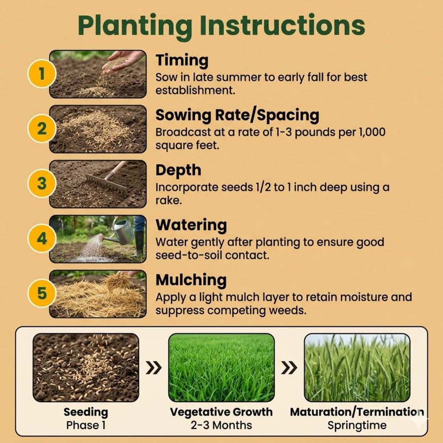 4Lbs Rye Cover Crop Seeds for Planting, Rye Grass Seeds for Garden, Lawn, Outdoor Ground Cover