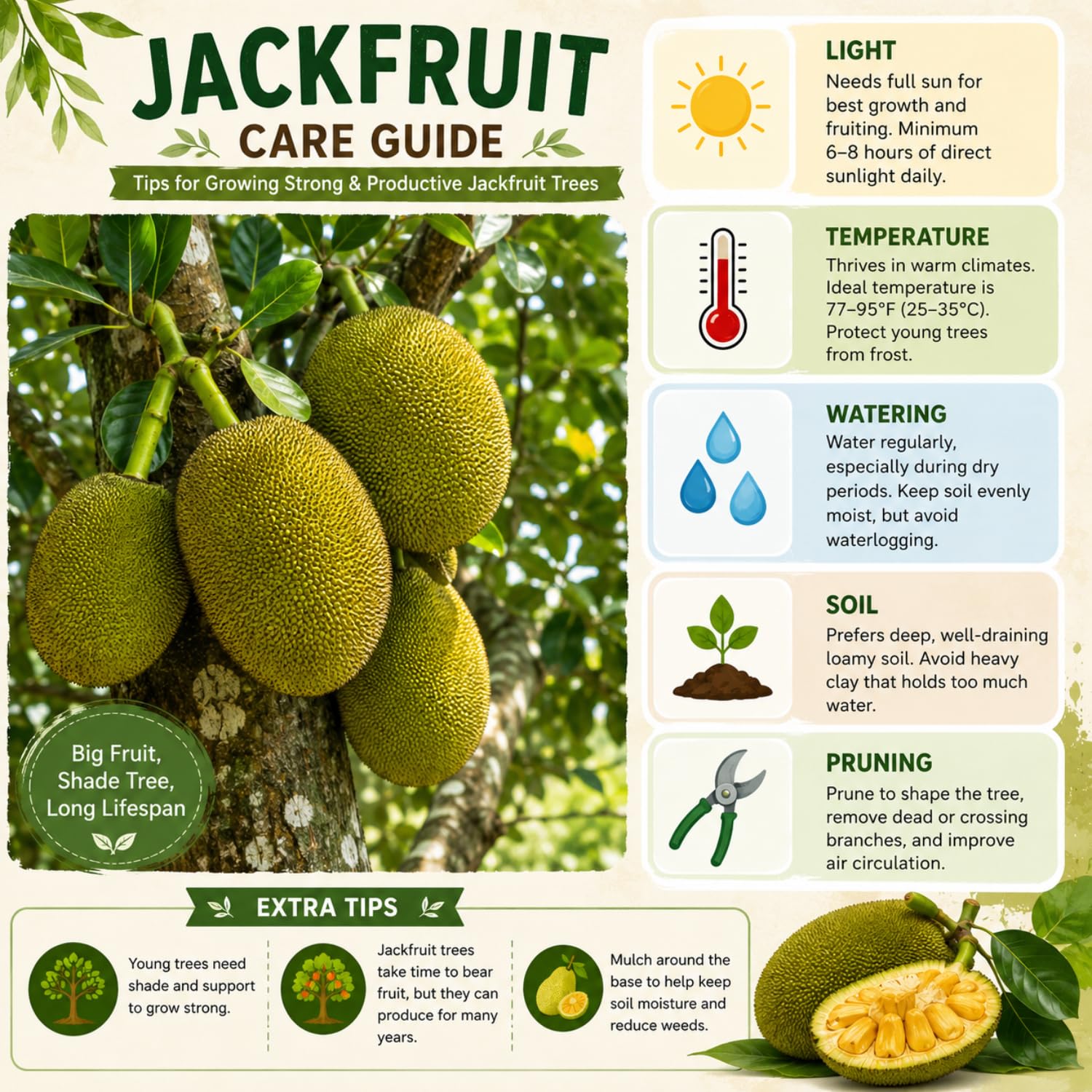 Jackfruit Tree Live Plant, Sweet Tropical Fruit 8-10 Inches Tall, 4 Inc Pot, Sweet Jackfruit Plant for Grow Outdoor