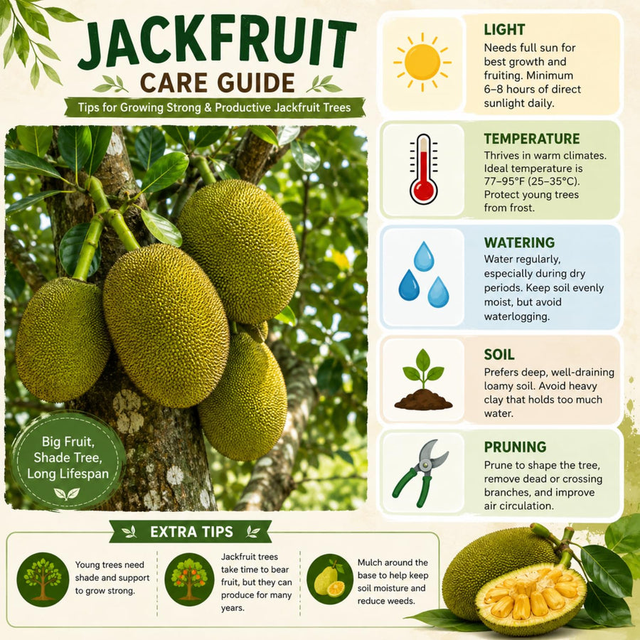 Jackfruit Tree Live Plant, Sweet Tropical Fruit 8-10 Inches Tall, 4 Inc Pot, Sweet Jackfruit Plant for Grow Outdoor