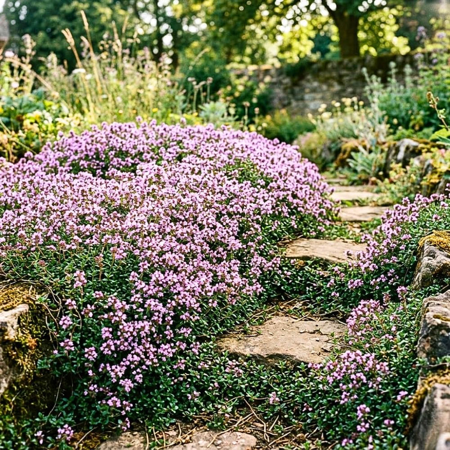 Set 3500 Creeping Thyme Seeds, Creeping Thyme Plants, Thymus serpyllum, Perennial Ground Cover Plants for Outdoor Gardening