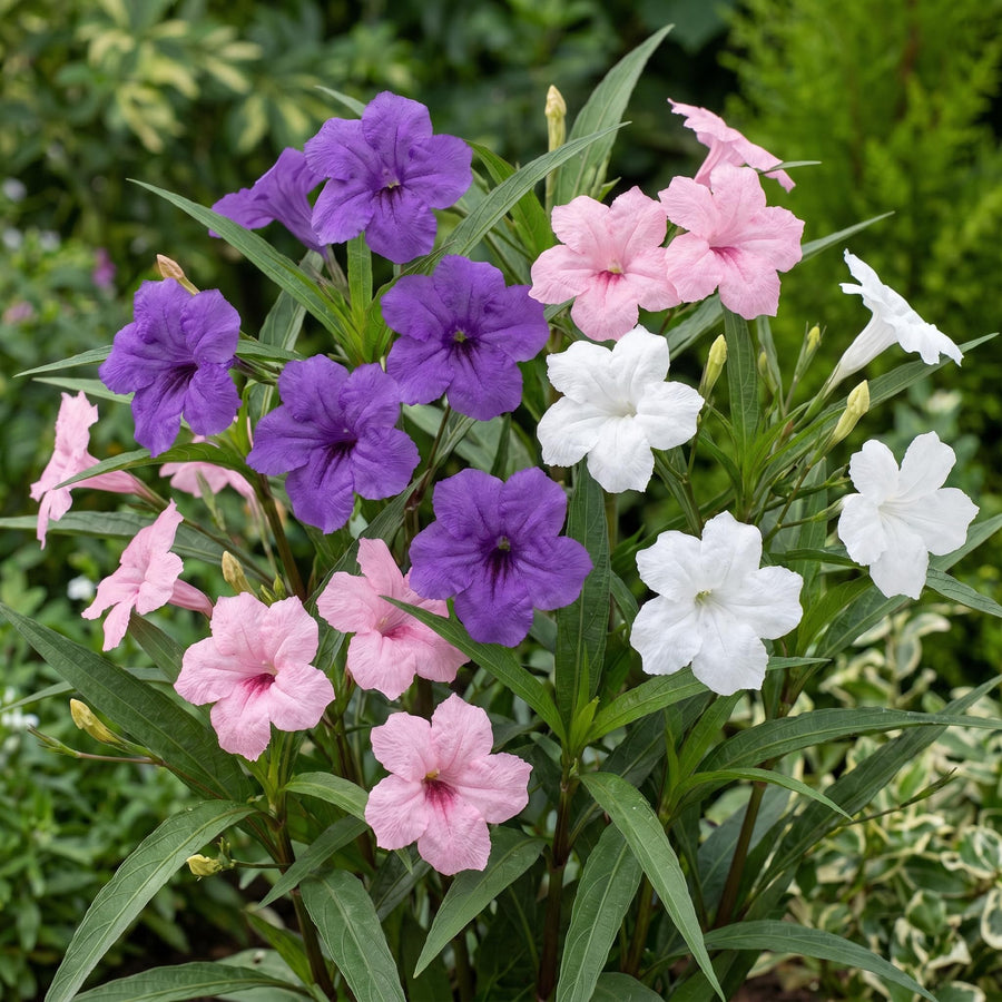 2 Mix Mexican Petunia Plants 4" Pot, Live Flowering Garden Plants for Patio, Containers and Backyard Landscaping, Hardy Outdoor Plant