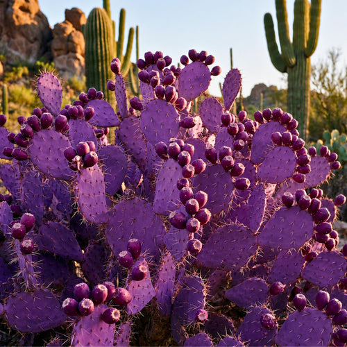 Purple Prickly Pear Cactus Plant Live, Cactus Succulent for Home Decor 6–8 Inch Tall, Cold Hardy, Indoor Outdoor Planting