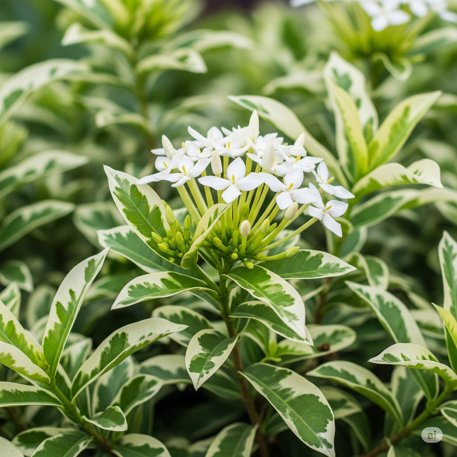 2 Dwaft Ixora Plants Live, Flowers Plants, Live Ixora Plant from 4 Inc Tall Well Rooted (White)