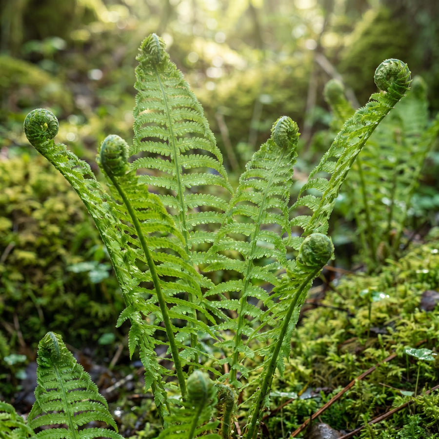 10 Ostrich Fern Rhizomes, Hardy Perennial Fern Plants for Garden, Fast-Growing Ferns Starter Roots